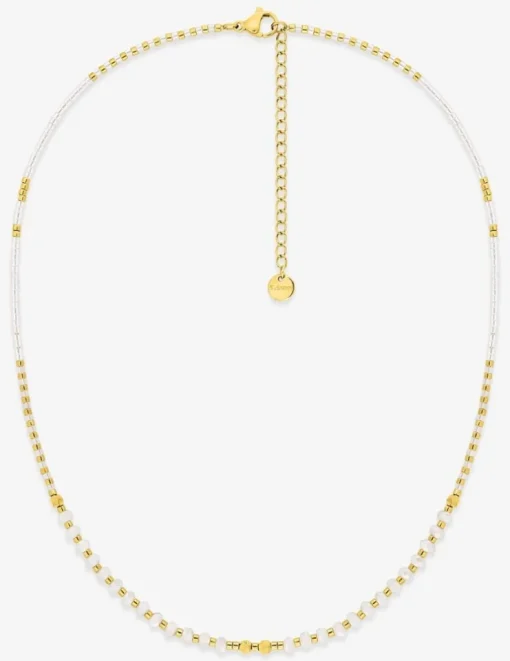 Collier en acier doré, détails blancs SO OR