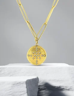 Collier en acier doré et cristal blanc 65 cm SO OR