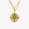 Collier en acier doré et cristal noir 65 cm SO OR