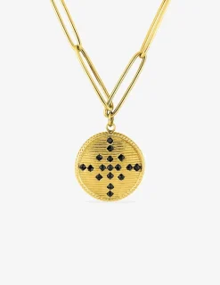 Collier en acier doré et cristal noir 65 cm SO OR