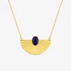 Collier en acier doré et lapis lazuli bleue SO OR