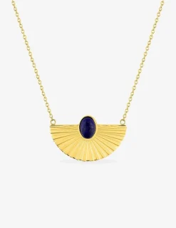 Collier en acier doré et lapis lazuli bleue SO OR