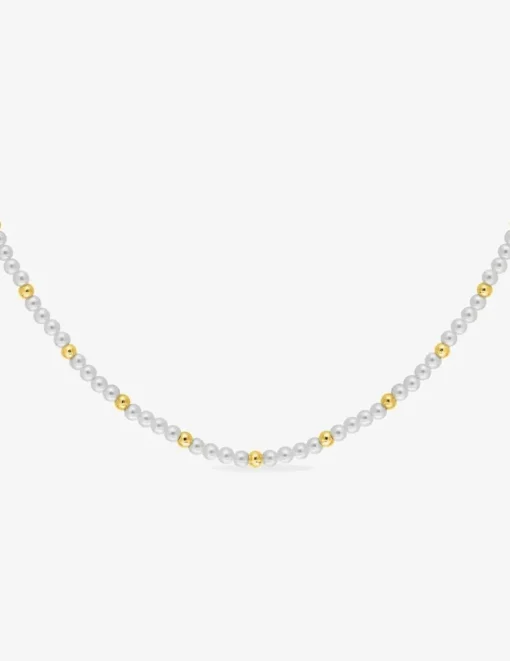 Collier en acier doré et perles synthétiques SO OR