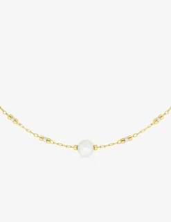 Collier en acier doré et pierre de lune SO OR