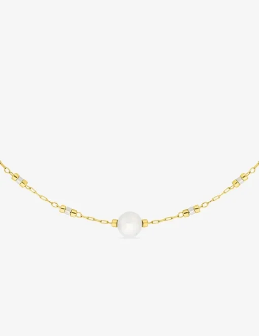 Collier en acier doré et pierre de lune SO OR