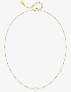 Collier en acier doré et pierre de lune SO OR