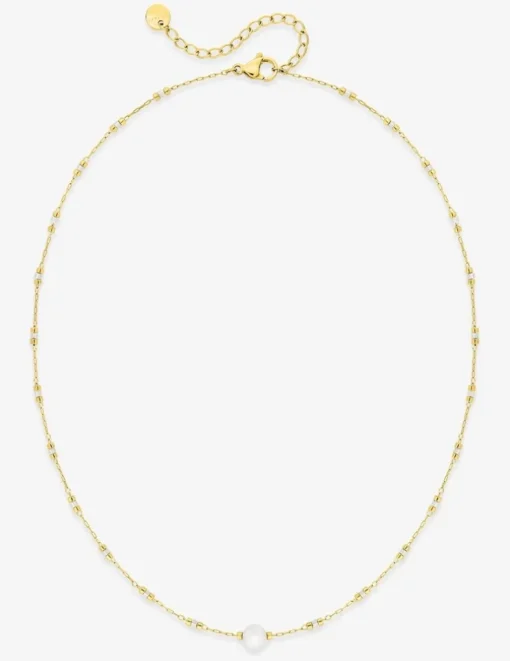 Collier en acier doré et pierre de lune SO OR