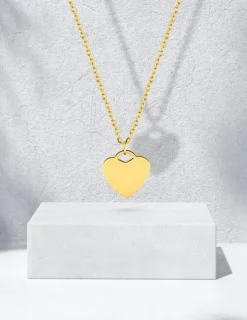 Collier en acier doré, motif cœur SO OR