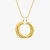 Collier en acier doré, motif circulaire et émail blanc SO OR