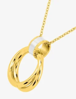 Collier en acier doré, motif circulaire et émail blanc SO OR