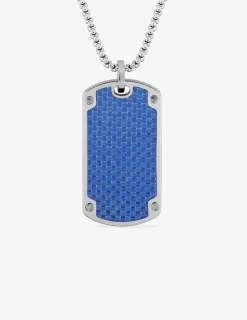 Collier en acier et carbone bleu pour homme SO OR