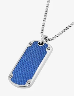 Collier en acier et carbone bleu pour homme SO OR