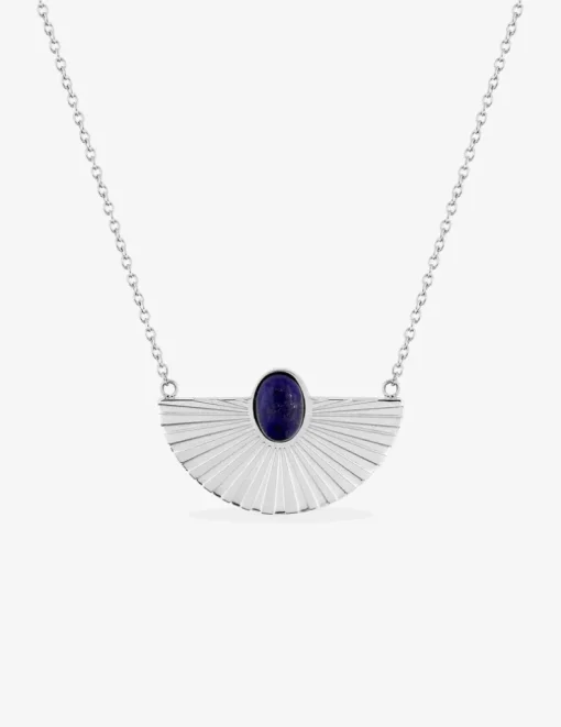 Collier en acier et lapis-lazuli bleue SO OR