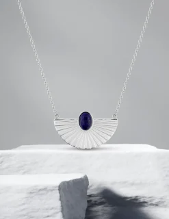Collier en acier et lapis-lazuli bleue SO OR