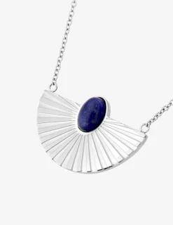 Collier en acier et lapis-lazuli bleue SO OR