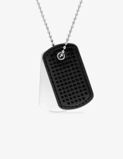 Collier en acier gris et cuir noir SO OR