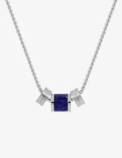 Collier en acier gris, Lapis Lazuli SO OR