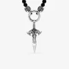Collier en acier noirci avec agates noires SO OR
