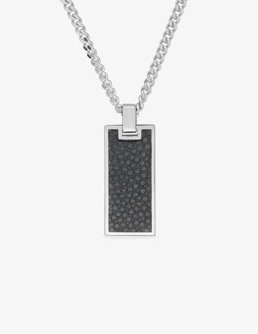 Collier en  argent 925 ‰ rhodié, rhodium noir et laque transparente SO OR