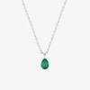 Collier en argent 925 ‰ rhodié avec oxydes de zirconium vert et blanc SO OR
