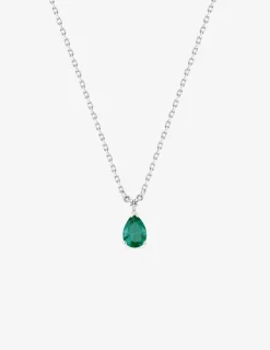Collier en argent 925 ‰ rhodié avec oxydes de zirconium vert et blanc SO OR