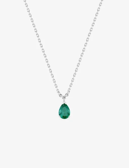 Collier en argent 925 ‰ rhodié avec oxydes de zirconium vert et blanc SO OR