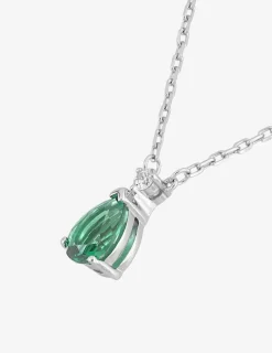 Collier en argent 925 ‰ rhodié avec oxydes de zirconium vert et blanc SO OR