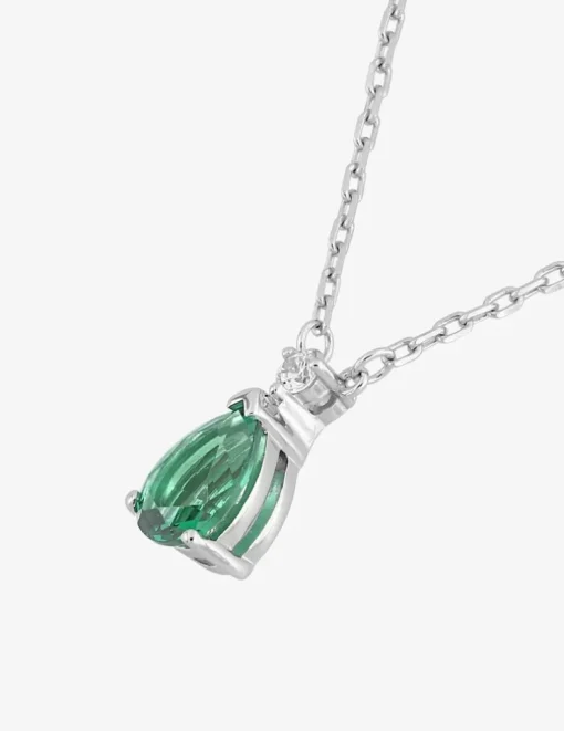 Collier en argent 925 ‰ rhodié avec oxydes de zirconium vert et blanc SO OR