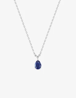 Collier en argent 925 ‰ rhodié avec oxydes de zirconium bleu et blanc SO OR