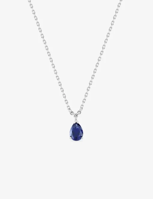 Collier en argent 925 ‰ rhodié avec oxydes de zirconium bleu et blanc SO OR