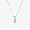 Collier en argent 925 ‰ rhodié et oxyde de zirconium bleu ciel SO OR