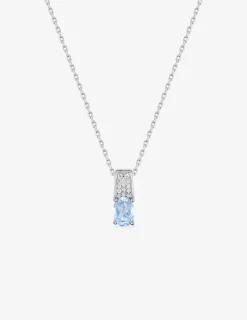 Collier en argent 925 ‰ rhodié et oxyde de zirconium bleu ciel SO OR