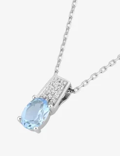 Collier en argent 925 ‰ rhodié et oxyde de zirconium bleu ciel SO OR