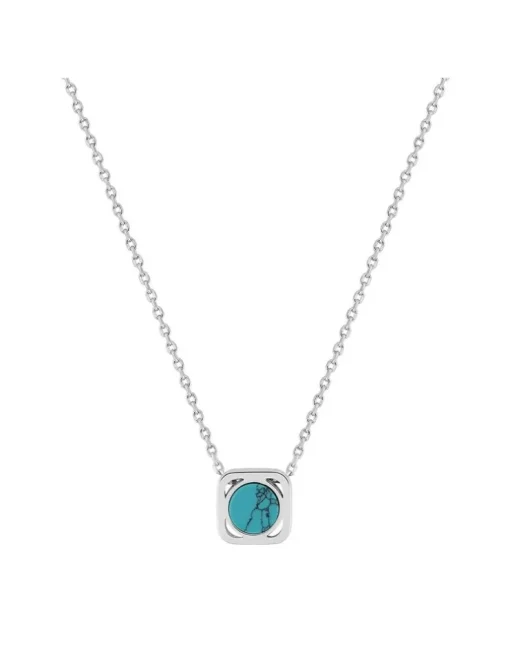 Collier en argent 925 ‰ rhodié avec turquoise SO OR
