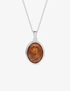 Collier en argent 925 ‰ rhodié avec ambre SO OR
