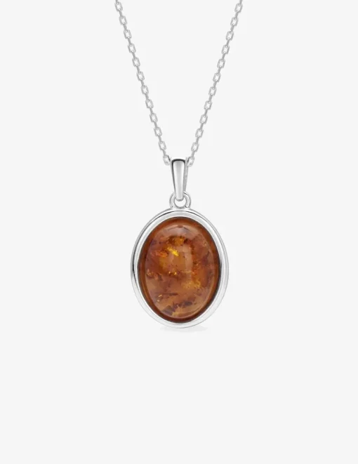 Collier en argent 925 ‰ rhodié avec ambre SO OR