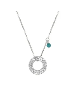 Collier en argent 925 ‰ rhodié avec breloque turquoise SO OR
