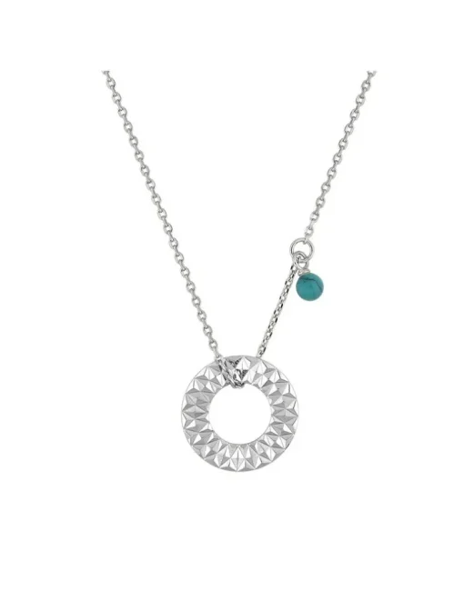 Collier en argent 925 ‰ rhodié avec breloque turquoise SO OR