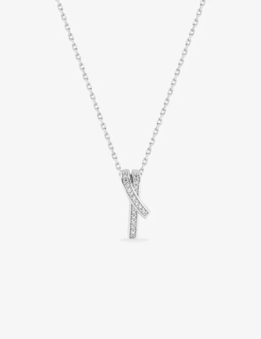 Collier en argent 925 ‰ rhodié, pendentif et oxydes de zirconium SO OR