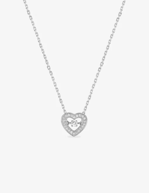 Collier en argent 925 ‰ rhodié avec motif cœur en oxydes de zirconium SO OR