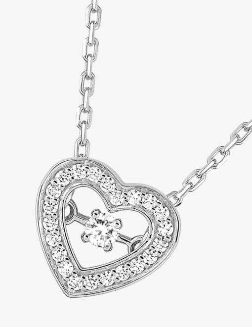 Collier en argent 925 ‰ rhodié avec motif cœur en oxydes de zirconium SO OR