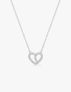 Collier en argent 925 ‰ rhodié, motif cœur et oxydes de zirconium SO OR