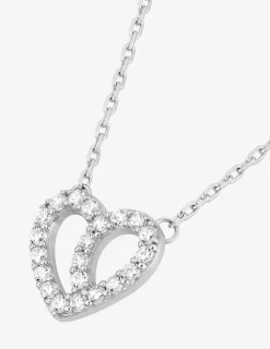 Collier en argent 925 ‰ rhodié, motif cœur et oxydes de zirconium SO OR
