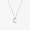 Collier en argent 925 ‰ rhodié avec motif lune en oxydes de zirconium SO OR