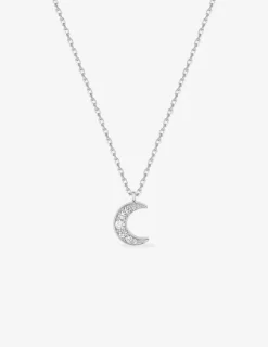 Collier en argent 925 ‰ rhodié avec motif lune en oxydes de zirconium SO OR