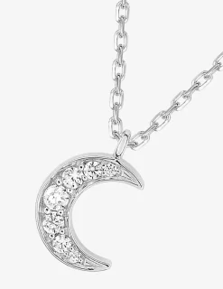 Collier en argent 925 ‰ rhodié avec motif lune en oxydes de zirconium SO OR