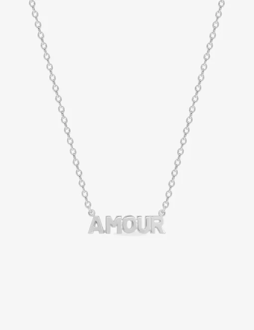 Collier en argent 925 ‰ rhodié, gravure amour SO OR