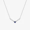 Collier en argent 925 ‰ rhodié, oxydes de zirconium bleu et blancs SO OR