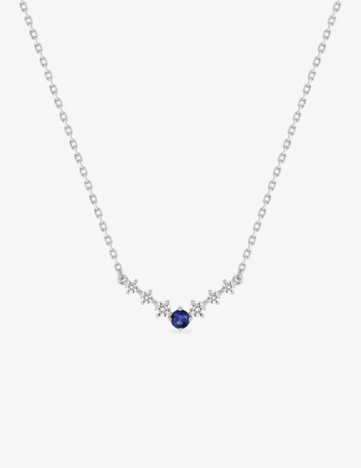 Collier en argent 925 ‰ rhodié, oxydes de zirconium bleu et blancs SO OR