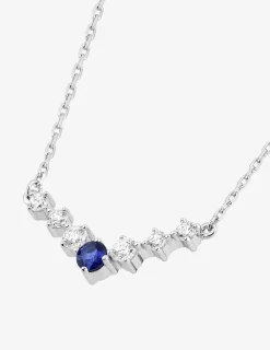 Collier en argent 925 ‰ rhodié, oxydes de zirconium bleu et blancs SO OR